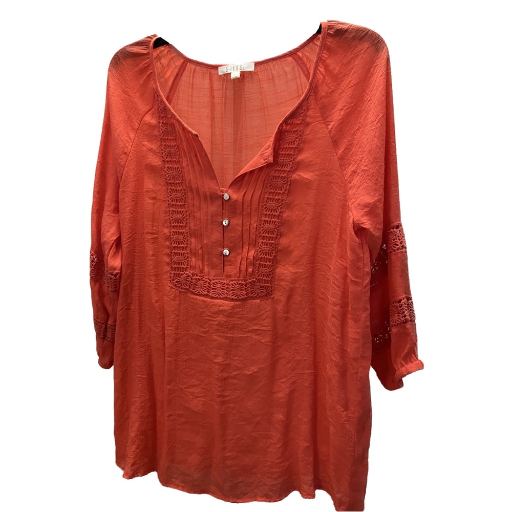 Linen Blouse Coral Color